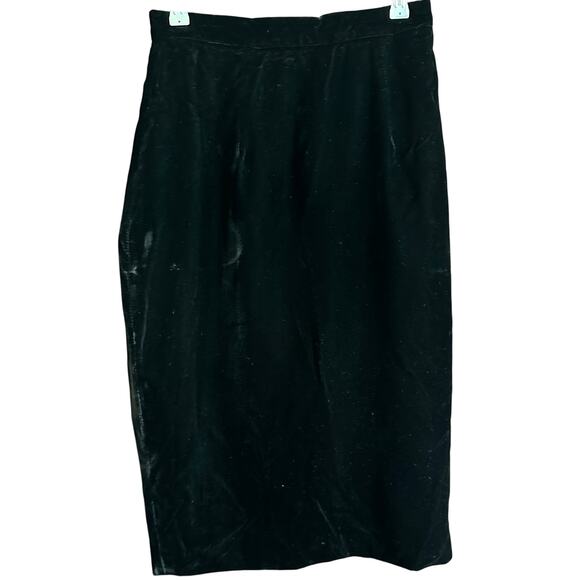 90s Vintage JESSICA MCCLINTOCK | Black Velvet Pencil Skirt | Size Small - Picture 1 of 4